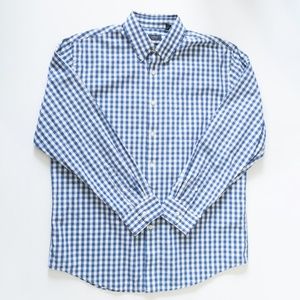 Arrow Men's Blue and White Gingham Button Down Size Large